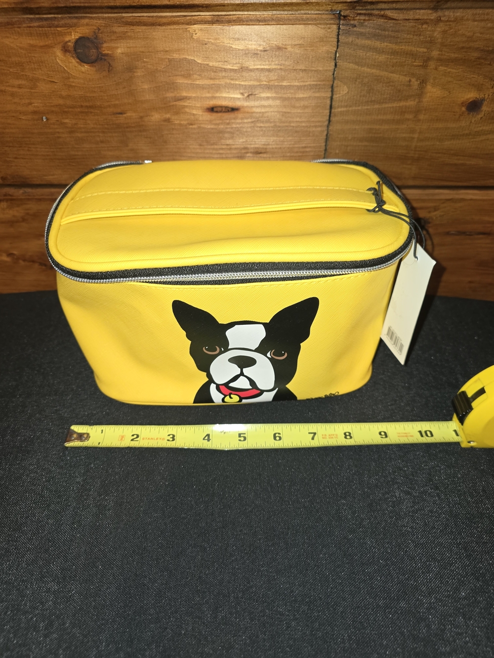 Yellow Cosmetic Bag with French Bulldog Illustration - Picture 2 of 5